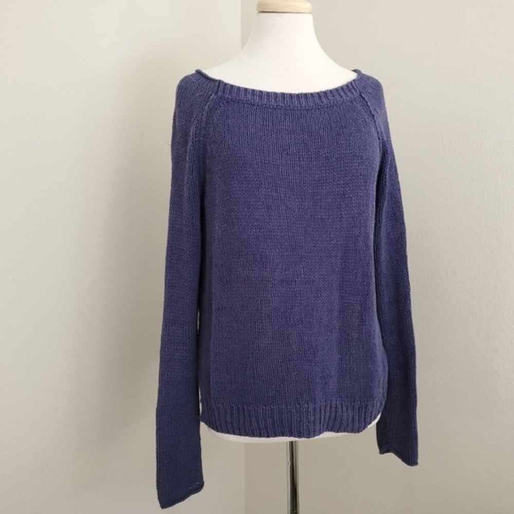 Vince sweater cotton rib knit navy blue pullover boatneck nautical top resort S